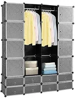 Szafy - Jopassy 20 kostek biały system półek szafy garderoby plastikowa szafa DIY z drzwiami szafa do pokoju dziecięcego sypialnia łatwa w montażu - miniaturka - grafika 1