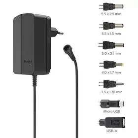 Zasilacz Hama univerzální 3-12 V, 18 W, nastavitelný, 7 konektorů (223615) - Zasilacze do laptopów Zasilacz Hama univerzální 3-12 V, 18 W, nastavitelný, 7 konektorů (223615) - Zasilacze do laptopów - miniaturka - grafika 1