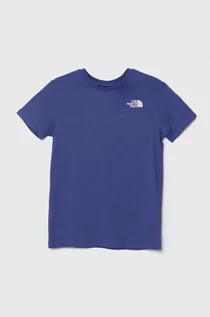 Koszulki dla chłopców - The North Face t-shirt bawełniany dziecięcy REDBOX TEE (BACK BOX GRAPHIC) kolor fioletowy z nadrukiem - grafika 1