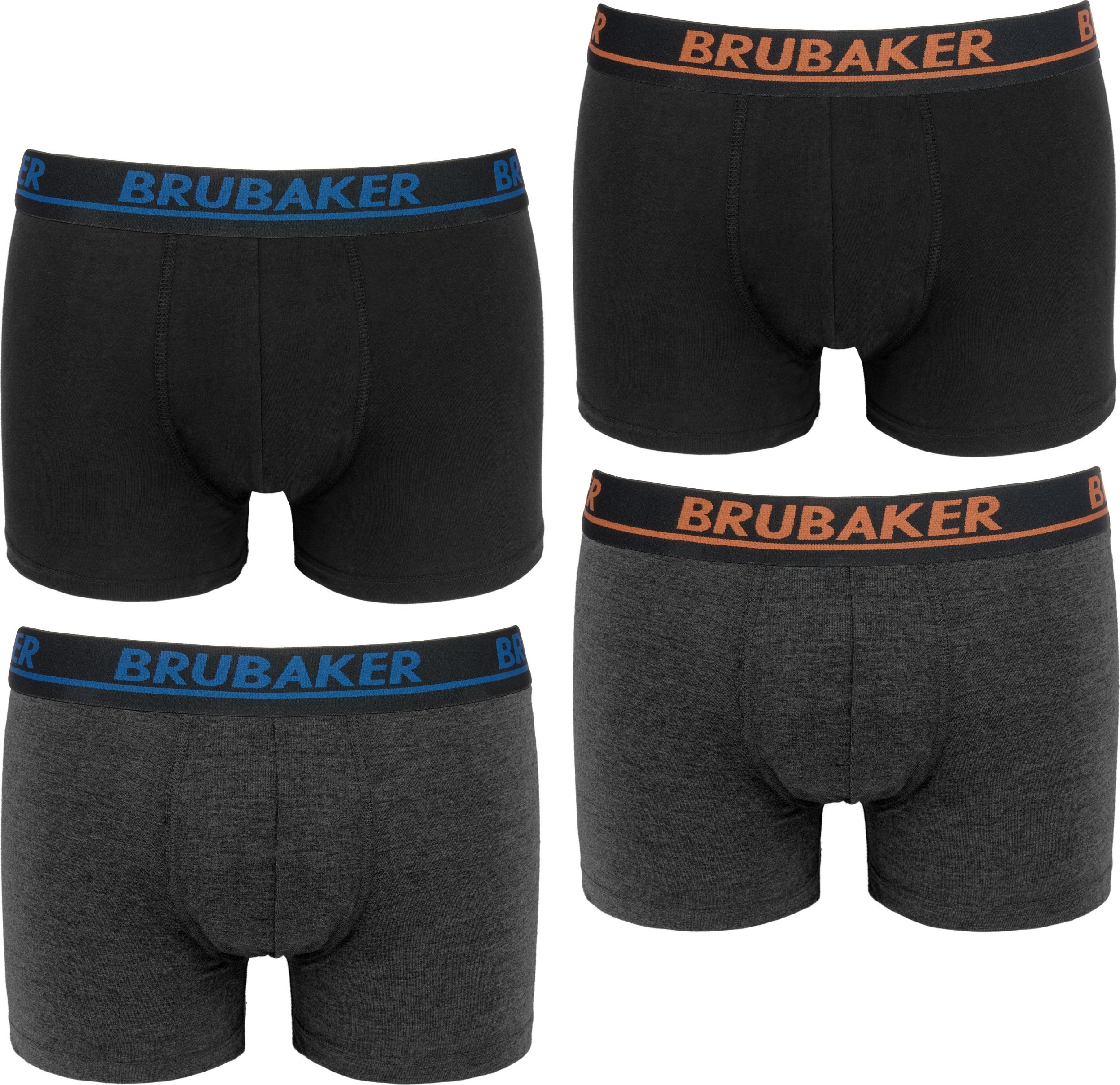 Bokserki męskie retro Brubaker - 4-pak retro szortów - Bokserki hipster z elastycznym pasem Wygodne i oddychające bez rozcięcia - Bielizna męska wykonana z bawełny i Lycry®