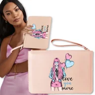 Torebki damskie - Torebka Kopertówka RÓŻ Na Telefon LOVE YOU MORE Wz - miniaturka - grafika 1