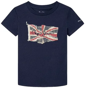 Pepe Jeans Damska koszulka z logo Jr S/S N, niebieski (granatowy), 6 Jahre - Koszulki i topy damskie - miniaturka - grafika 1