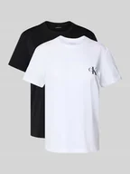 Koszulki i topy damskie - T-shirt z nadrukiem z logo w zestawie 2 szt. - miniaturka - grafika 1