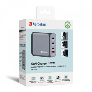 Verbatim GNC-100 GaN Charger 100W with - Ładowarki do telefonów - miniaturka - grafika 8