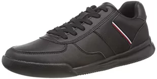 Tommy Hilfiger Męskie lekkie skórzane detale miseczka tenisówka, czarny, 7 UK - Torebki damskie - miniaturka - grafika 1
