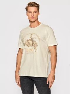 Koszulki męskie - Lee T-Shirt Rider L60VFENQ Żółty Regular Fit - grafika 1