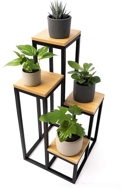 Kwietnik Stojący Stojak Na Kwiaty Metal Loft Retro Dąb Arventa Style