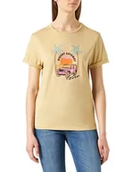 Koszulki i topy damskie - BOSS Damska koszulka C Esummer z bawełny organicznej o regularnym kroju z letnim nadrukiem, beżowa, BEŻOWY, XS - miniaturka - grafika 1