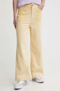 Spodnie damskie - Billabong spodnie sztruksowe Since 73 kolor żółty proste high waist UBJNP00183 - grafika 1