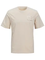 Koszulki męskie - Jack & Jones Koszulka w kolorze beżowym - miniaturka - grafika 1