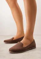 Mokasyny damskie - Brązowe Balerinki Typu Mokasyny Ravinda - miniaturka - grafika 1