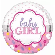 Baby shower i roczek - Amscan Balon foliowy "Baby Girl", różowy, 9" RND 3372309 - miniaturka - grafika 1