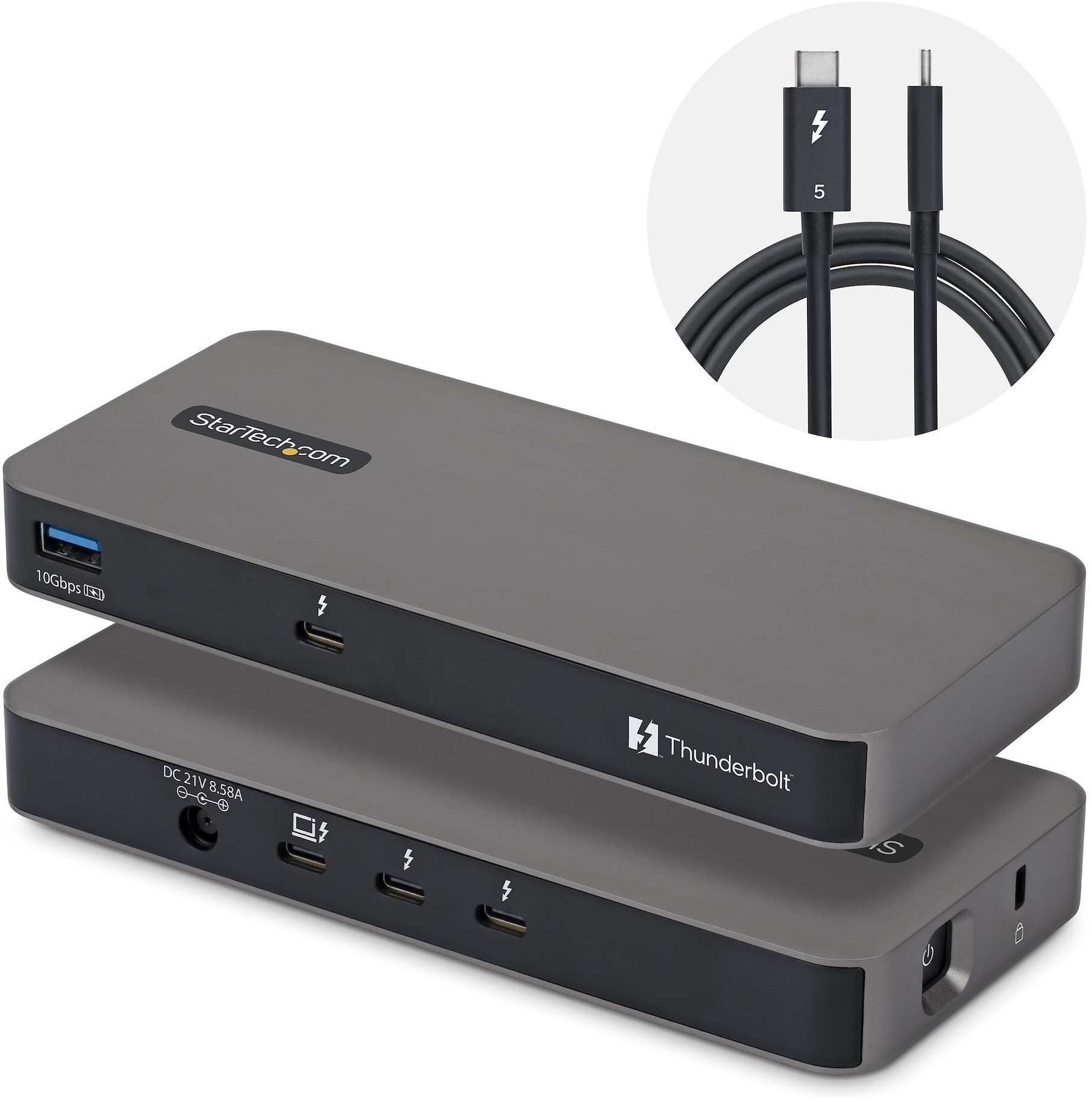 Stacja/replikator StarTech - Stacja dokująca - USB4 / Thunderbolt 4 / Thunderbolt 5 - 3 x Thunderbolt 5 - 140 Watt - Wielka Brytania, Europa 303UE-TB5-HUB