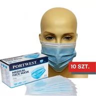 Maseczki ochronne i antywirusowe - Maska medyczna PORTWEST typu IIR Niebieska - Zestaw 10 szt - miniaturka - grafika 1