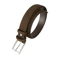 Paski - Skórzany pasek do spodni, zamszowy, brązowy 100 cm - miniaturka - grafika 1