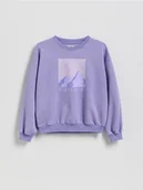 Bluzki dla dziewczynek - Reserved - Bawełniana bluza z nadrukiem - fioletowy - miniaturka - grafika 1