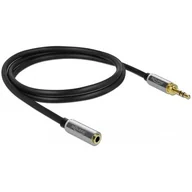 Kable - Delock Przedłużacz audio minijack M/F 3Pin + przejściówka nakręcana Jack 6,35mm 1m czarny 85780 - miniaturka - grafika 1