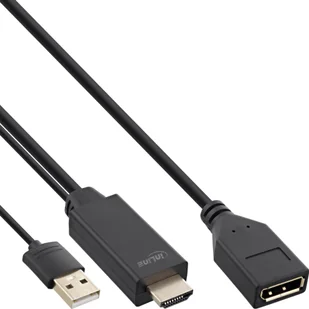Kabel InLine InLine® HDMI M to DisplayPort F Converter Cable, 4K, black/gold, 0.3m - Kable komputerowe i do monitorów - miniaturka - grafika 1