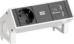Bachmann BACHMANN DESK2 1xCEE7/3 USB Oplader, Stroom 0,2m GST18 RAL9010
