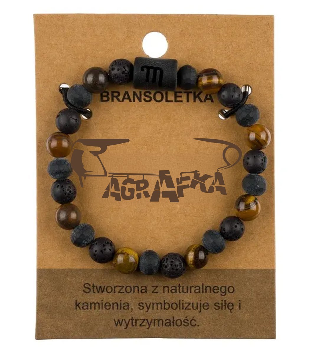 Bransoletka męska z naturalnych kamieni zodiak SKORPION