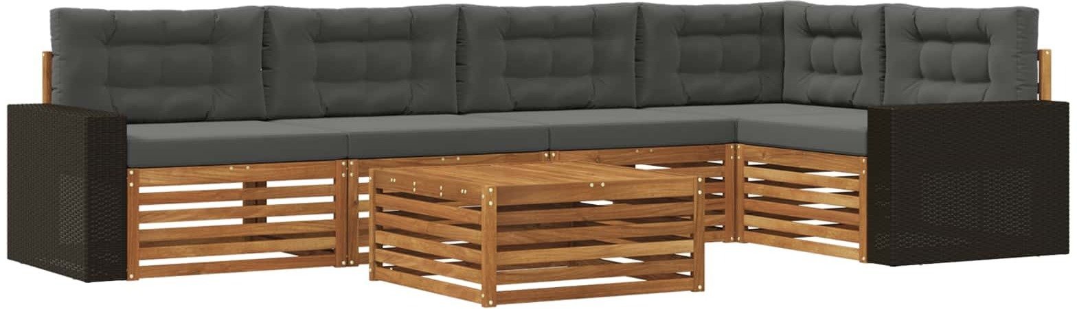 vidaXL Zestaw sof na zewnątrz 6 pcs Naturalny i Antracytowy
