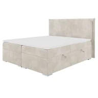 Łóżka - Łóżko kontynentalne z pojemnikiem i topperem TORRES | 200x200 | Kolor do wyboru - miniaturka - grafika 1