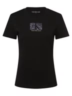 Koszulki i topy damskie - Calvin Klein Jeans - T-shirt damski, czarny - miniaturka - grafika 1
