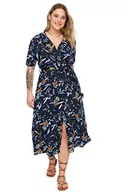 Sukienki - Trendyol Sukienka Curve Plus Size - wielokolorowa - na co dzień, granatowy, 70-Du?e rozmiary - miniaturka - grafika 1