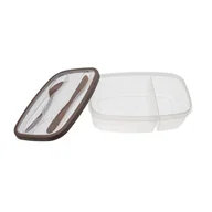 Lunch boxy - Lunchbox ze sztućcami Fresh Activ 22,5 x15,5 x 6,5 cm beżowy - miniaturka - grafika 1