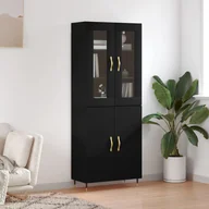 Witryny - vidaXL Witrynka, czarna, 69,5x34x180 cm, materiał drewnopochodny - miniaturka - grafika 1