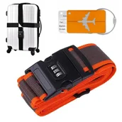 Akcesoria podróżnicze - Pas Bagażowy Do Walizek Zabezpieczający Z Kodem Kod Etykieta Identyfikator Pomarańczowy - miniaturka - grafika 1