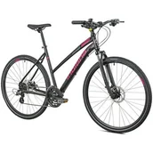 Rowery - Rower crossowy INDIANA X-Cross 2.0 D19 damski Czarno-różowy - miniaturka - grafika 1