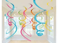 Balony i akcesoria - Dekoracja wisząca Swirl wielokolorowa - 56 cm - 12 szt. - miniaturka - grafika 1
