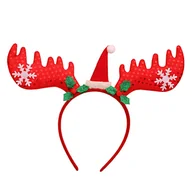 Ozdoby do włosów - Opaska do włosów Czerwona Świąteczna z Rogami Renifera na Prezent Święta - miniaturka - grafika 1