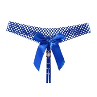 Majtki damskie - Seksowne stringi z kokardką - Niebieski S/M - miniaturka - grafika 1
