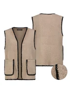 Kamizelki damskie - Sublevel Kamizelka pluszowa w kolorze szarobrązowym - miniaturka - grafika 1