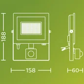 Lampy ogrodowe - Philips Reflektor zewnętrzny LED Lois UE Sensor, 14 W, 5000 K IP65 flood, czarny, aluminium - miniaturka - grafika 1