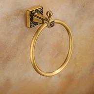 Wieszaki łazienkowe - Aluminiowy wieszak na ręczniki, pierścień na ręczniki do łazienki, montaż z wierceniem lub bez, złoty, 16,3*16,3 cm - miniaturka - grafika 1