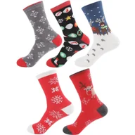 Ozdoby bożonarodzeniowe - SKARPETY SKARPETKI ŚWIĄTECZNE BAWEŁNIANE KOLOROWE ZESTAW 5 PAR ROZMIAR 37-43 - miniaturka - grafika 1