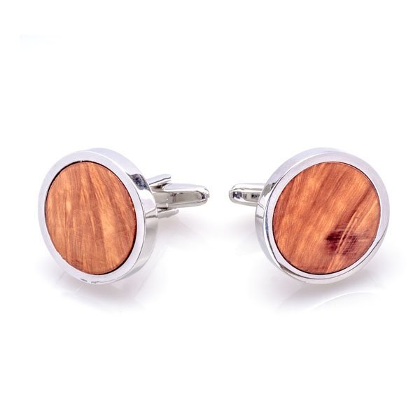 Okrągłe spinki do mankietów z drewnem X2 BRIAR2