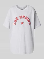 Koszulki i topy damskie - T-shirt o kroju oversized z nadrukiem z logo i okrągłym dekoltem - miniaturka - grafika 1
