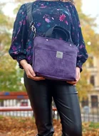 Torebki damskie - Mała torebka z kieszeniami z Fioletowego Zamszu - miniaturka - grafika 1