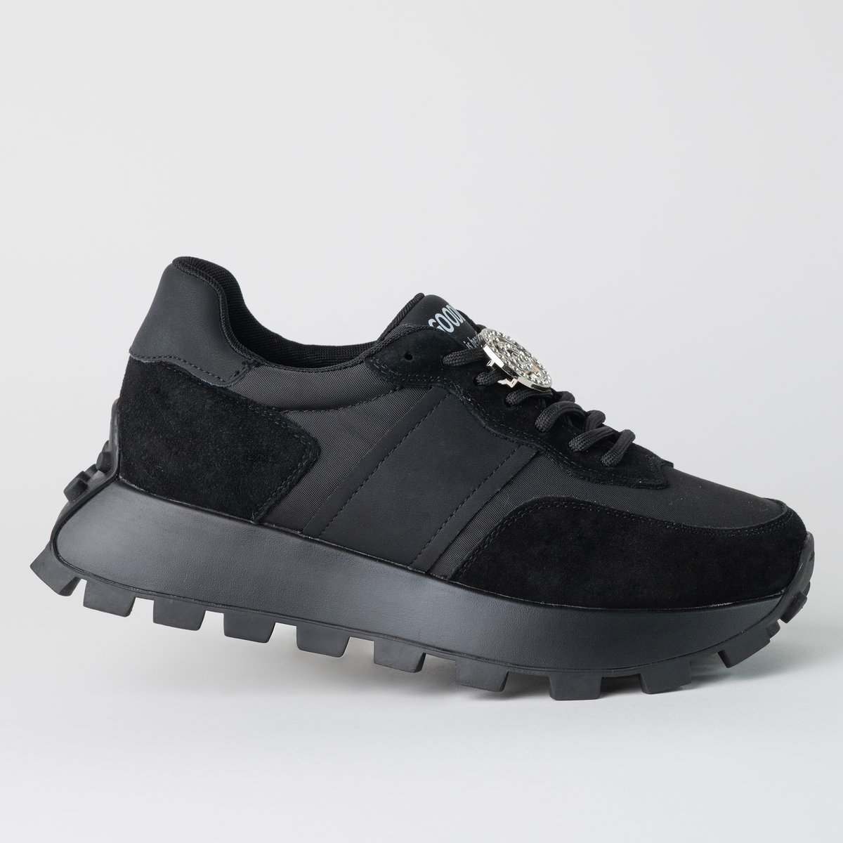 Sneakersy damskie na platformie GOODIN GD-XF-112 skóra tkanina czarny 38