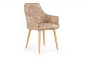 Krzesła - Skandynawskie krzesło ekoskóra na stalowych nogach beżowe MIMBO - miniaturka - grafika 1
