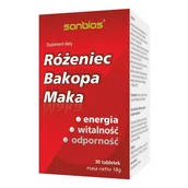Suplementy naturalne - SANBIOS Sanbios Różeniec Bacopa Maka 30 tabletek - miniaturka - grafika 1