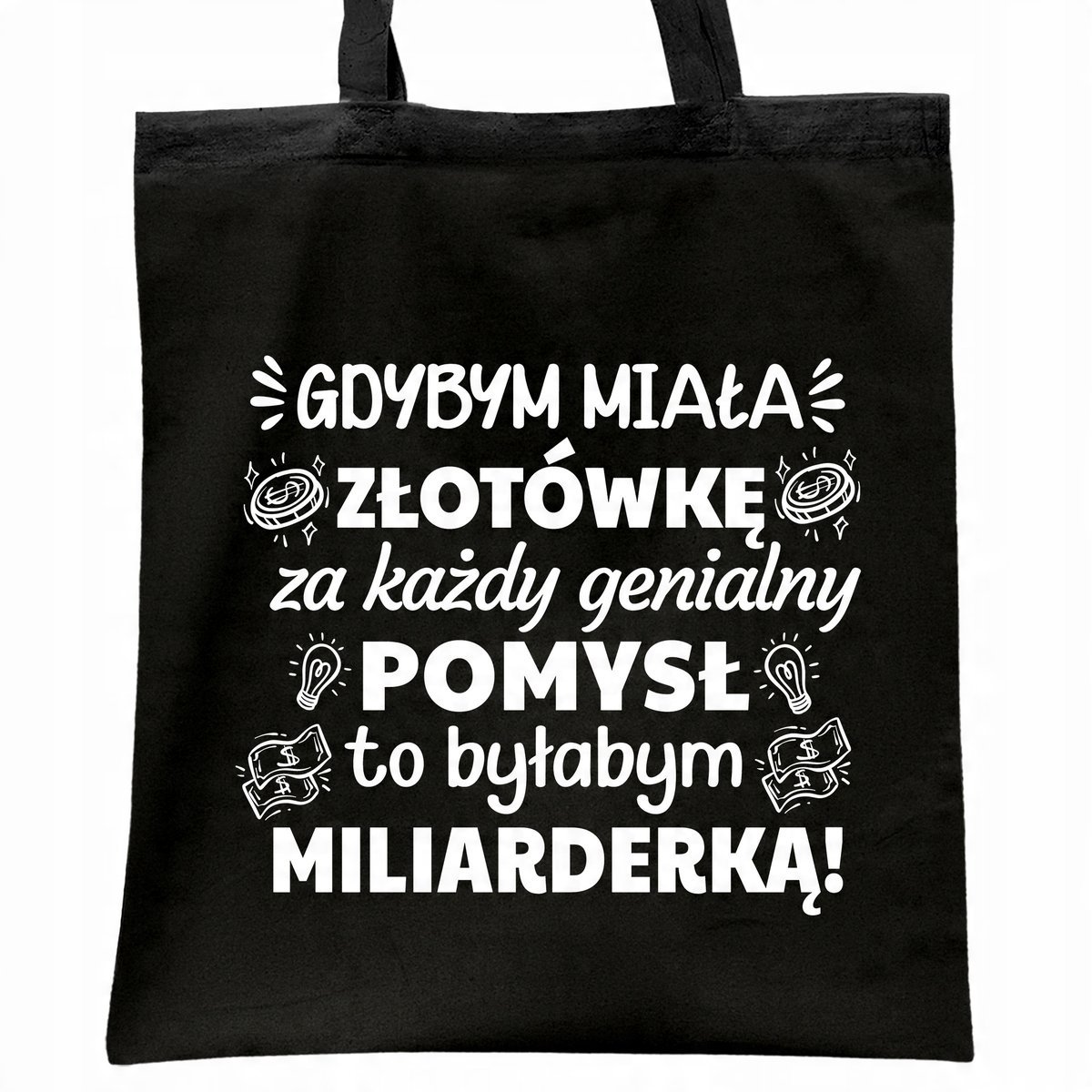 Torba bawełniana czarna na zakupy Dzień Kobiet Dla Kobiety Prezent