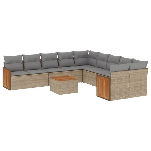 Zestaw mebli ogrodowych modułowych beżowy rattan PE, wymiary 62 x 62 x 69