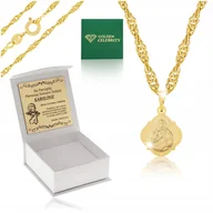 Biżuteria dla dzieci - PIĘKNY ZŁOTY ŁAŃCUSZEK I MEDALIK SZKAPLERZ GRAWER - miniaturka - grafika 1