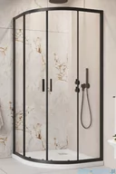 Kabiny prysznicowe - Brilis Alienta Black A kabina półokrągła czarna 80x80 szkło przejrzyste 10228080-54-01 - miniaturka - grafika 1