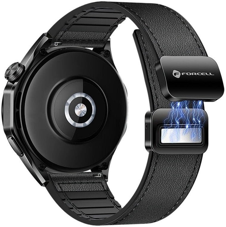 Pasek do Samsung Galaxy Watch Forcell F-Design FS20 magnetyczny skóra ekologiczna 20 mm czarny